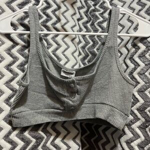 Rue21 Light Gray Ribbed Button-Front Crop Tank
